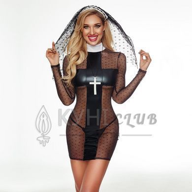 Эротический костюм монашки JSY &laquo;Кроткая Элеонор&raquo; One Size, платье, головной убор, стринги, крест 107290 фото
