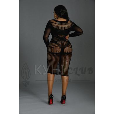 Платье-бодистокинг Moonlight Plus Model 03 XL-XXXL Black, миди, длинный рукав 106157 фото