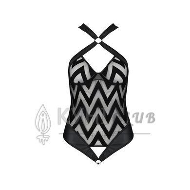 Сітчастий боді з халтером та ритмічним малюнком Passion Hima Body L/XL, black 102932 фото