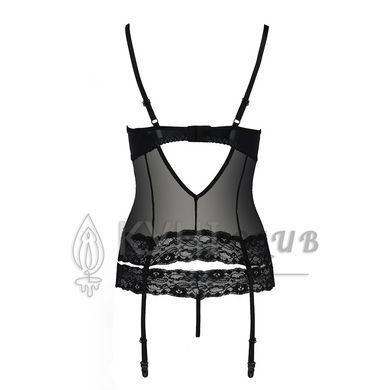 Корсет с открытой грудью NORTH CORSET black L/XL - Passion Exclusive, пажи, трусики, шнуровка 101190 фото