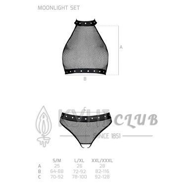 Білизна з відкритим доступом Passion MOONLIGHT SET S/M black, топ, стрінги 106322 фото