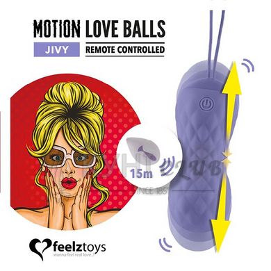 Вагінальні кульки з масажем і вібрацією FeelzToys Motion Love Balls Jivy з пультом ДК, 7 режимів 108612 фото