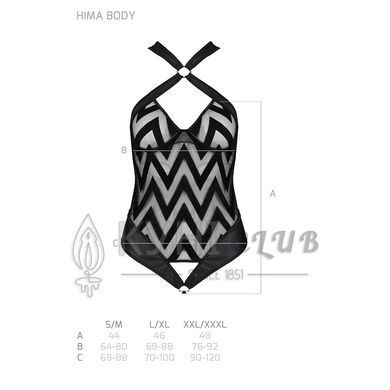 Сітчастий боді з халтером та ритмічним малюнком Passion Hima Body L/XL, black 102932 фото