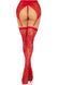 Комплект Leg Avenue Lace thigh highs & garterbelt, One Size, червоний, панчохи та пояс з пажами 110092 фото 3