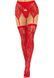 Комплект Leg Avenue Lace thigh highs & garterbelt, One Size, червоний, панчохи та пояс з пажами 110092 фото 1