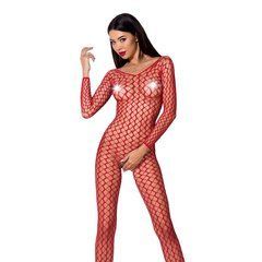 Бодістокінг Passion BS068 red, комбінезон, велика сітка, довгий рукав 102579 фото