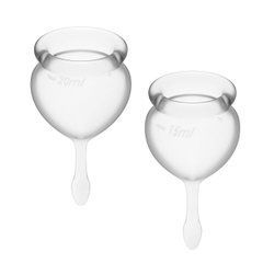 Набор менструальных чаш Satisfyer Feel Good (Transparent), 15мл и 20мл, мешочек для хранения 104271 фото