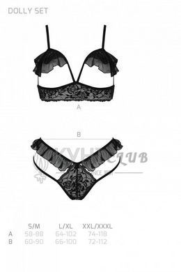 Эротический комплект Passion DOLLY SET, L/XL, black, с открытыми чашками 107711 фото