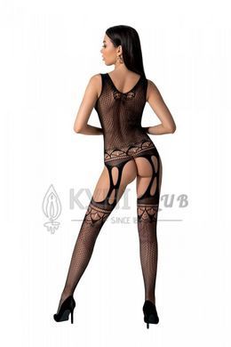 Бодістокінг з плетінням на грудях Passion BS099 One Size, black, відкритий доступ,імітація підв&rsquo;язок 106955 фото