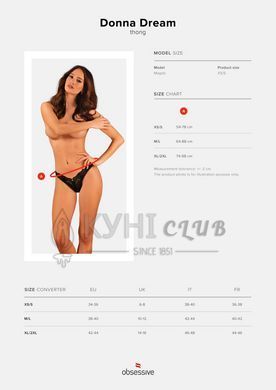 Кружевные стринги Obsessive Donna Dream thong M/L Black, низкая посадка 106642 фото