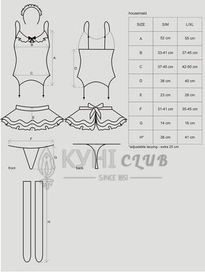 Эротический костюм горничной с юбкой Obsessive Housemaid 5 pcs costume S/M, black, топ, юбка, стринг 105687 фото
