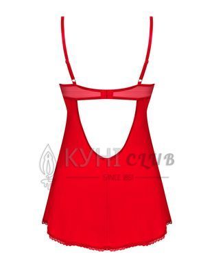 Пеньюар Obsessive Ingridia chemise & thong XL/2XL, червоний, сорочка, стрінги 107059 фото