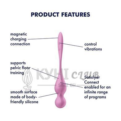 Вагинальные смарт-шарики с вибрацией Satisfyer Love Birds 1 Connect App Pink, 78 г 109756 фото