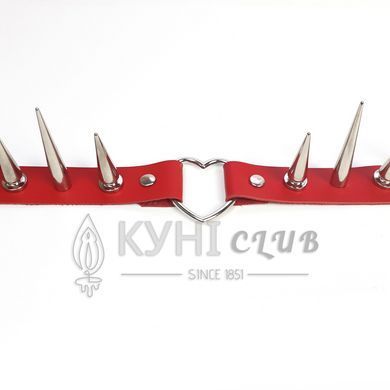Чокер серце з великими шипами, із натуральної шкіри Art of Sex - Crystal, колір Червоний 105073 фото