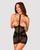 Полупрозрачная сорочка с открытой грудью Obsessive Lacrisia chemise XL/2XL, черная, с чокером 105272 фото