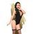 Боді Penthouse Hotter Than Hell XL Black, непрозоре, вирізи, декольте, імітація шнурівки, панчохи 104408 фото