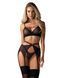 Комплект Obsessive Novenes 3-pcs set, XL/2XL, прозрачный лиф на косточках, стринги, пояс 109673 фото 1