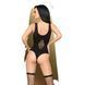 Боді Penthouse Hotter Than Hell XL Black, непрозоре, вирізи, декольте, імітація шнурівки, панчохи 104408 фото 2