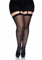 Сексуальні панчохи під підв&rsquo;язки Leg Avenue Sheer Stockings Black, plus size 105888 фото