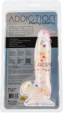Фалоімітатор з конфетті ADDICTION - PARTY MARTY 7.5&Prime;I, 19 см, Конфетті 102416 фото