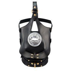Маска-збруя для мінету з повідцем LOCKINK SEVANDA Blowjob Head Muzzle with Leash, чорна 110071 фото