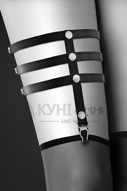 Гартер на ногу Bijoux Pour Toi - 3 THONGS Black, сексуальна підв'язка, екошкіра 100917 фото