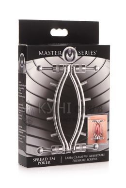 Зажим для вагины Master Series: Spread 'Em Poker Vagina Clamp with Adjustable Pressure Screws, шипы 106810 фото