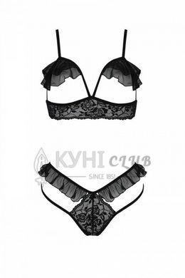 Еротичний комплект Passion DOLLY SET, S/M, black, з відкритими чашками 107712 фото