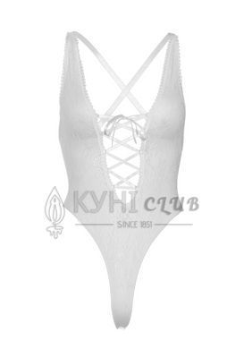 Мереживне боді Leg Avenue Floral lace thong teddy White, шнурівка на грудях, one size 105977 фото
