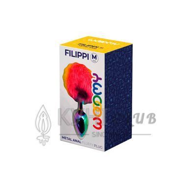 Анальная пробка Wooomy Filippi M, с пушистым хвостиком, диаметр 3,4 см, длина 8 см. 105416 фото
