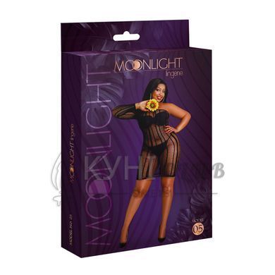 Платье-бодистокинг Moonlight Plus Model 05 XL-XXXL Black, закрытое одно плечо и рукав 106159 фото