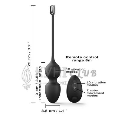 Вагинальные шарики Dorcel LOVE BALLS BLACK, вибрации и движения внутреннего шарика, пульт ДУ 105333 фото