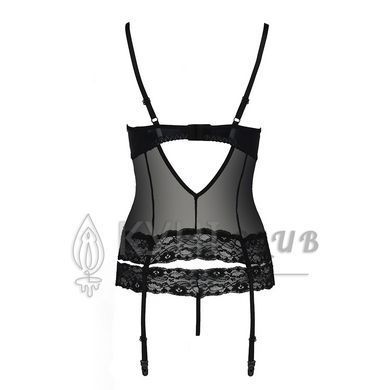 Корсет з відкритими грудьми Passion Exclusive NORTH CORSET XXL/XXXL, black, пажі, трусики, шнурівка 101191 фото