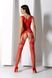 Бодістокінг з плетінням на грудях Passion BS099 One Size, red, відкритий доступ, імітація підв&rsquo;язок 106956 фото 9