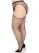Чулки Leg Avenue Stokings with O-ring Attached Garter Belt, 1X/2X, черные, в сетку, имитация пояса 110094 фото 4