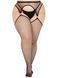 Чулки Leg Avenue Stokings with O-ring Attached Garter Belt, 1X/2X, черные, в сетку, имитация пояса 110094 фото 3