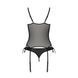Корсет зі шнурівкою Passion NESSY CORSET L/XL black, стрінги з відкритим доступом, пажі для панчіх 106324 фото 4