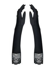 Високі рукавички з каменями та мереживом Obsessive Miamor gloves, black 105694 фото