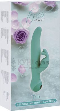 Вібратор-кролик Touch by SWAN - Trio Teal, сенсорне керування, ротація, діаметр 3,8 см 105774 фото
