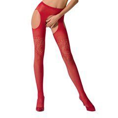 Колготки-бодістокінги з відкритим доступом Passion S017 One Size, Red, імітація панчіх та пояса 100804 фото