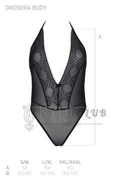 Боди Passion DROSERA BODY black, S/M, высокие вырезы, верх на завязках 108493 фото
