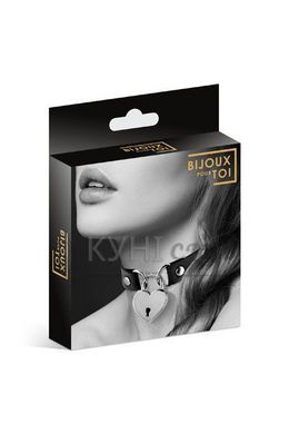 Чокер з замочком-сердечком Bijoux Pour Toi - HEART LOCK Black, екошкіра 100657 фото