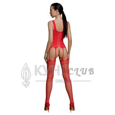 Бодістокінг Passion ECO BS007 red, з доступом, силуетний малюнок, імітація підв&rsquo;язок 105001 фото