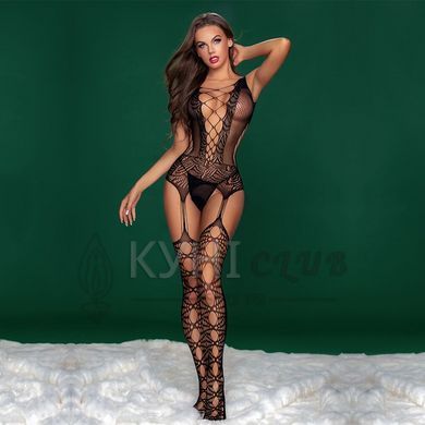 Бодістокінг JSY 7960 з імітацією панчіх One Size Black, декольте, бічні вирізи, відкритий доступ 104855 фото