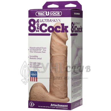 Фаллоимитатор Doc Johnson Vac-U-Lock - 8 Inch ULTRASKYN Cock White, диаметр 5,1см 109017 фото