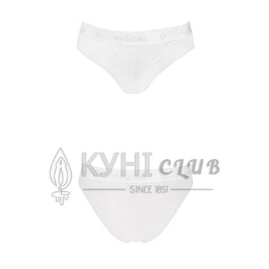 Трусики з широкою гумкою і мереживом Passion PS001 PANTIES L, white 102166 фото