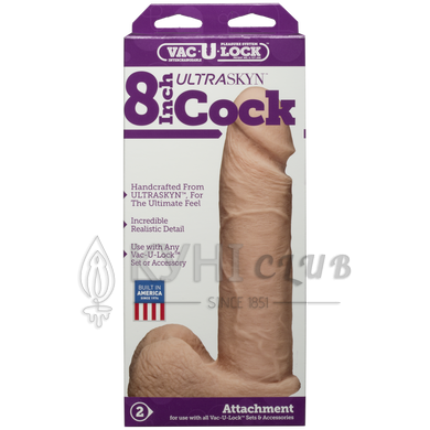 Фаллоимитатор Doc Johnson Vac-U-Lock - 8 Inch ULTRASKYN Cock White, диаметр 5,1см 109017 фото