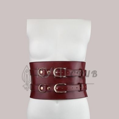 Шкіряний пояс для бондажу Liebe Seele Wine Red Waist Cuff, S Size 107462 фото