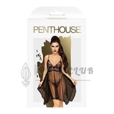 Бэби-долл с ажурным браллетом и ассиметричным подолом Penthouse - Naughty Doll Black S/M 107606 фото