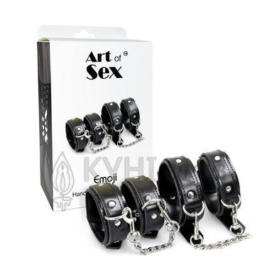 Набор BDSM Art of Sex - Emoji, наручники и поножи, экокожа, черный 107649 фото